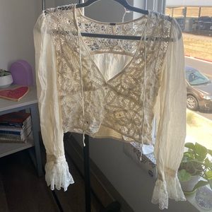 Free People Cream Blouse